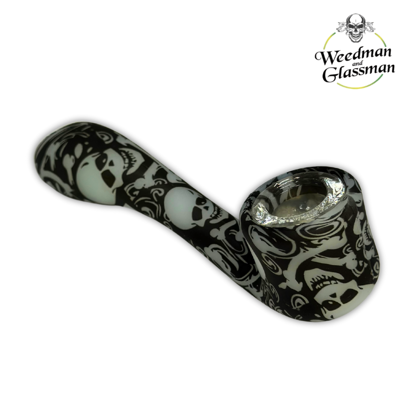 Silicone Curved Hand Pipe | 4 inch | Glow in the Dark