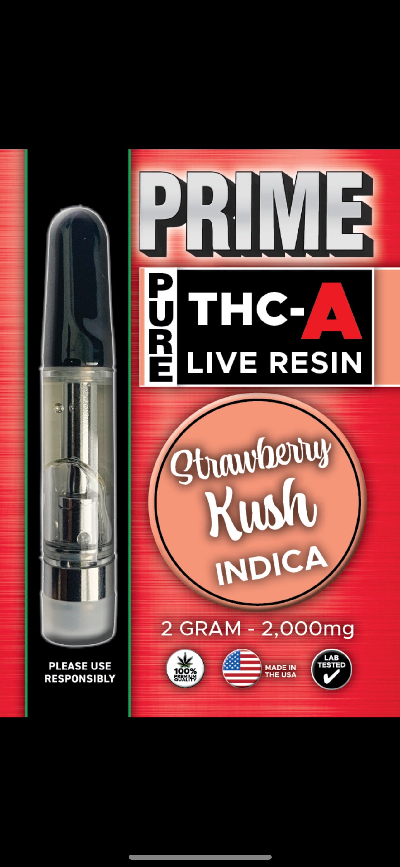 Prime 2 Gram Pure THCA Cartridge