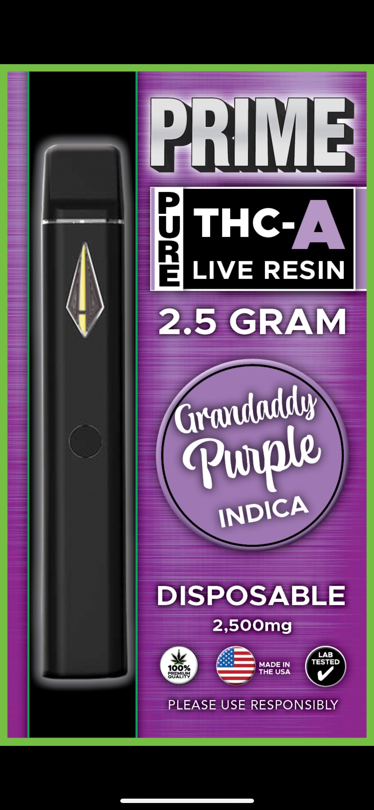 Prime 2 Gram Pure THCA Cartridge