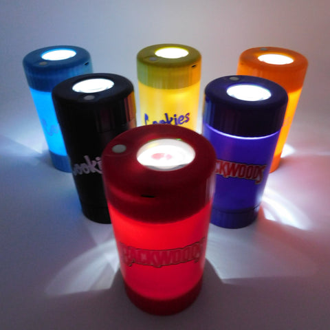 Cookies/Backwoods LED Glow Jar with Grinder & Pipe- 5 Pack Assorted