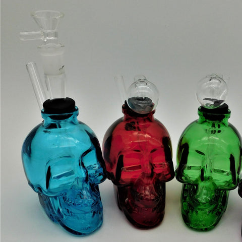 Heavy Skull Glass Oil Burner/Flower Water Pipe - 5CT