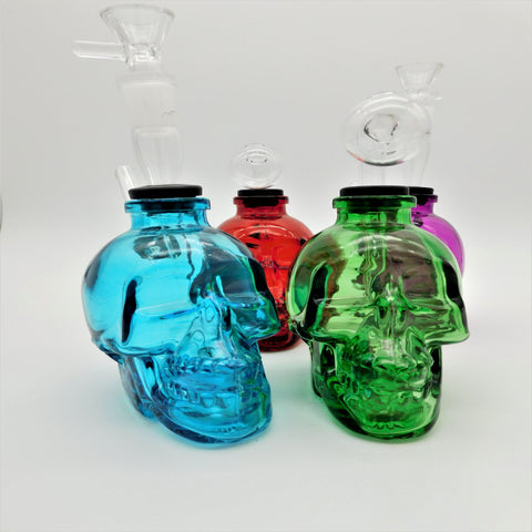 Heavy Skull Glass Oil Burner/Flower Water Pipe - 5CT