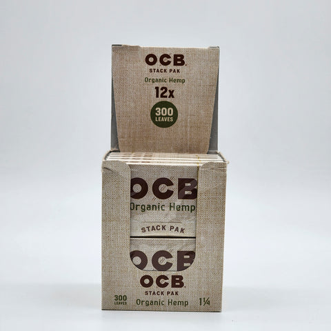 OCB organic hemp 1 1/4 stack pack 12x 300 leaves rolling papers