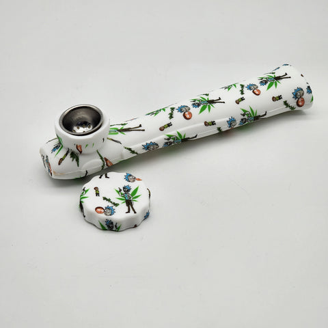 Large Printed Silicone Tobacco Pipes with Covers
