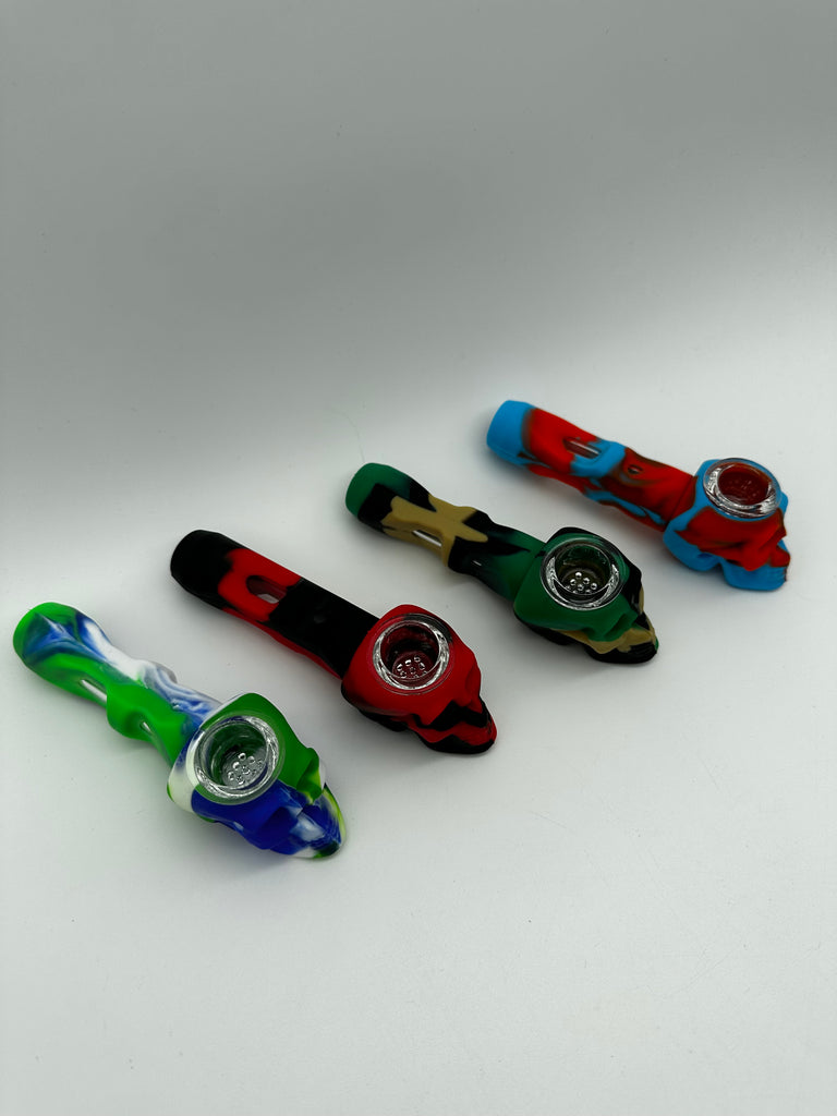Silicone and Glass Skull Hand Pipe