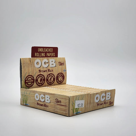 OCB Brown Rice Slim Rolling Papers 24 Count