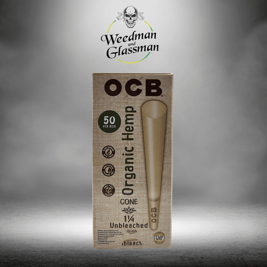 OCB organic hemp cone 1 1/4 unbleached tower cone x50