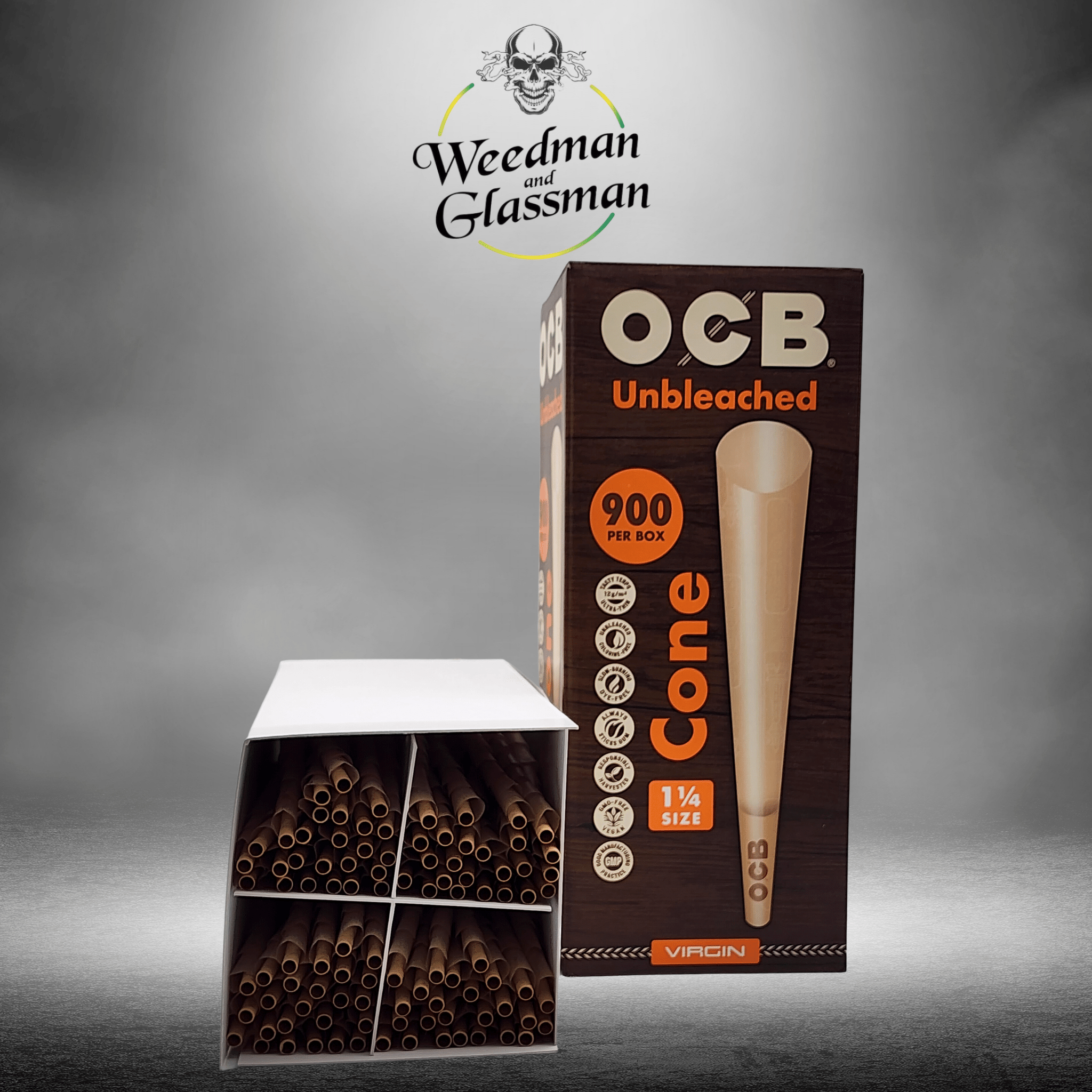 OCB unbleached virgin 1 1/4 cone 900